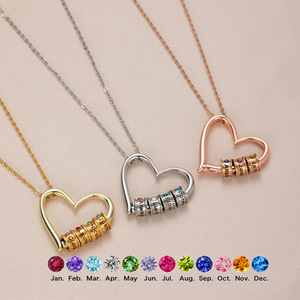 Collana Personalizzata OEM in Acciaio Inossidabile con Nomi di Famiglia, Ciondolo a Cuore con Incisione, Regalo di Compleanno - Product Image 2
