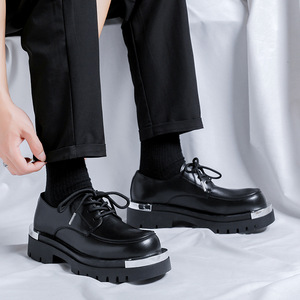 Scarpe Derby Formali da Uomo per Affari, Resistenti con Punta in Acciaio, Suola Spessa, Rialzo Interno, Allacciatura Antiscivolo e Soletta con Piattaforma - Product Image 3