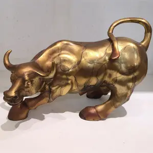 Заводская декоративная металлическая бык-арт, бронзовая Животная скульптура