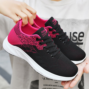 Chaussures de sport décontractées pour femmes, printemps et automne, tissées, respirantes, polyvalentes, en maille, pour la course à pied - Product Image 1