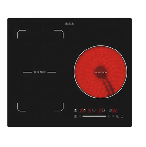 Poêle commercial encastré avec plaque vitrocéramique à mélange électrique 3 zones à infrarouge et à induction - Product Image 5