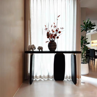 Table console en bois noir pour salon moderne, hôtel, villa, couloir, décoration, table haute à trois pieds, meubles Foshan