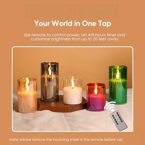 Velas en Frascos de Vidrio con Llama Realista 3D, Funcionamiento con Batería, Control Remoto, Luz Blanca Cálida, para Decoración del Hogar y Bodas - Product Image 3