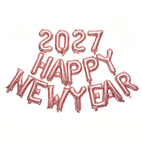 Ballons Joyeux Nouvel An 2027, 16 pouces, en feuille de Mylar, en forme de lettres, pour la fête du Nouvel An 2027, la fête du Nouvel An du 31 décembre, la fête du Nouvel An du 1er janvier, et la décoration d'anniversaire