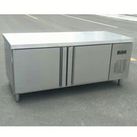 Réfrigérateur commercial pour sandwichs et salades, table de préparation, 2 portes, acier inoxydable, refroidissement par ventilateur