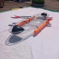 Kayak Transparent Vicking 11 Pieds Double Place, Océan Clair Cristal, Bateau de Randonnée Nautique avec Lumière LED