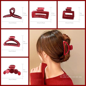 Wholesale Strong Hold Female Hair Styling Accessories Large Medium Jaw <b>Clips</b> Crimson <b>Claw</b> <b>Clips</b> Made of Acetate PC Women Girls - Product Image 2