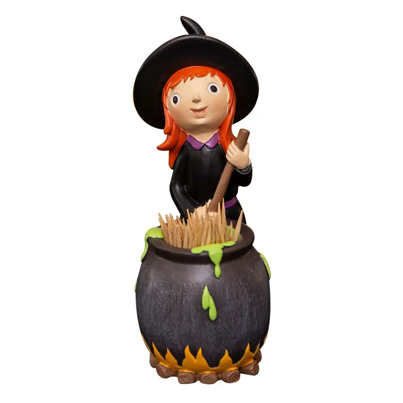 Presentes do bruxa de resina para halloween, estatueta de decoração, palito de dentes, decoração de cozinha, casa