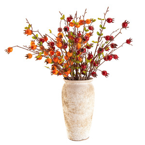 Décoration de mariage en plastique couleur orange, branche unique d'aubépine artificielle, MW10888 - Product Image 5
