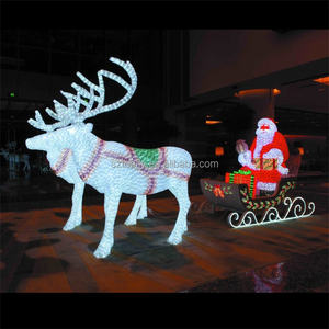Sculpture LED extérieure 24V de haute qualité, motif lumineux de Noël en acrylique 3D grandeur nature, traîneau du Père Noël, <span class=keywords><strong>rennes</strong></span>, chariot - Product Image 2