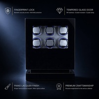 Boîte remontoir automatique de luxe MINEESI personnalisée avec verrouillage par empreinte digitale, écran tactile LCD, lumière RGB et moteur pas à pas silencieux, 6 emplacements de protection