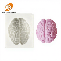 Moule en silicone AK Halloween Cerveau pour fondant, pâte à modeler, décoration de gâteaux, chocolat, cupcakes, outils de décoration, moules à bougies