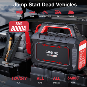 Démarreur de batterie GOOLOO GT TRUCK PLUS 12V 24V 8000A avec charge rapide PD65W 120W pour véhicules tout-terrain, camping-cars, 4x4, pick-up, SUV, yachts - Product Image 1