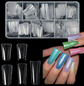 Misscheering 504 pièces Capsules d'ongles artificiels en acrylique, forme Duck Flare, pour extension, French, demi-couverture et couverture complète - Product Image 1