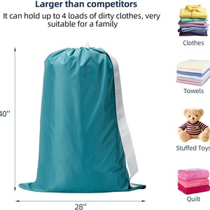 Borsa <span class=keywords><strong>per</strong></span> Bucato in Nylon Resistente con Cinghie, Organizzatore <span class=keywords><strong>per</strong></span> Vestiti Sporchi Lavabile con Chiusura a Coulisse - Product Image 3