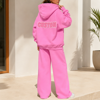 Ensemble survêtement décontracté streetwear personnalisé pour femme grande taille : sweat à capuche oversize en coton et pantalon large avec imprimé lettres chenille