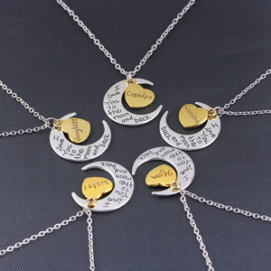 Bijoux personnalisés famille coeur lune pendentif collier pour femmes maman fille grand-mère <span class=keywords><strong>soeur</strong></span> - Product Image 1