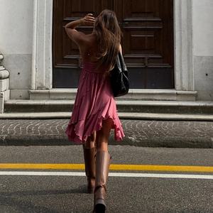 Vestido de Verano para Mujer 2025, Nuevo Vestido de Moda con Encaje Multicapa, Vestido Asimétrico Elegante con Tirantes Retro - Product Image 4