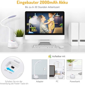 USB Charging Modern LED <b>Desk</b> Lamp ABS Body <b>Mini</b> Touch Reading Lamp for Home Office Flexible Novelty Shade Shape Battery Powered - Product Image 2