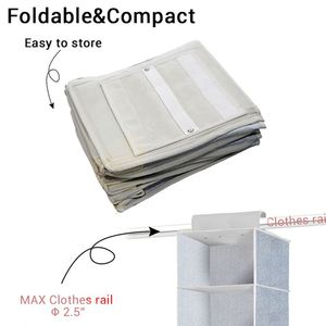 Organisateur de rangement suspendu à 6 étagères pour vêtements, étagères d'accessoires pliables, organisateurs de placard suspendus utilisés pour la garde-robe - Product Image 2