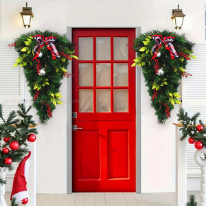 Guirnalda Navideña de Lujo Ecológica de 24 Pulgadas con Forma de Lágrima, con Bayas Rojas, Lazo y Campanas para Decoración del Hogar y Fiestas - Product Image 4