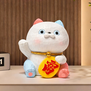 Lucky Cat Resin Figurine Animal Shape Home Decoration Artistic Craft for Living Room Entryway Decor - Product Image 1