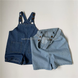 Shorts à Bretelles Décontractés pour Bébés et Tout-Petits, Style Coréen, en Denim Solide, avec Poches, pour Garçons et Filles, Fabrication Personnalisée à Faible MOQ - Product Image 3