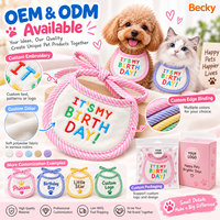 Écharpe d'anniversaire personnalisée rose et bleue confortable pour chat et chien, bavoir de fête pour animaux de compagnie, colliers d'anniversaire pour animaux
