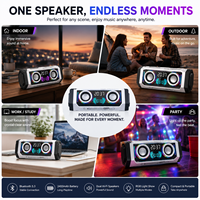 Altavoz Inalámbrico OEM V18, Portátil, con Luces LED RGB, Función de Reloj, Bajos Potentes, para Exteriores, Bluetooth