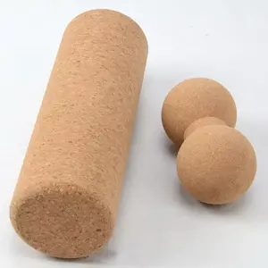 TIANLEICORK Hot Sale Eco Products Cork Yoga Wheel Foam Roller Peanut Cork Yoga Mat Set