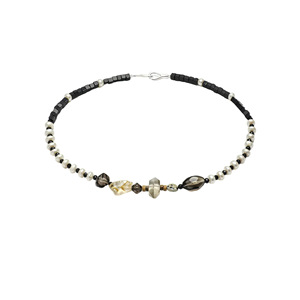 שרשרת חרוזים מקריסטל צהוב, אגת שחורה ופניני מים מתוקים טבעיות - Product Image 5