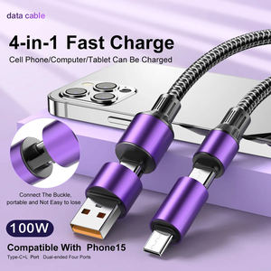 New Trending 1M 1.2M 240w 5a Mobile Charger Cable Type C Charging Cable PD 27w Phone <strong>4</strong> in 1 Fast Charging Cable Factory Custom - Product Image 4