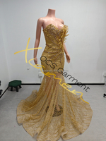 Robes de soirée longues Ocstrade, personnalisées, scintillantes, en maille à paillettes, transparentes, avec appliques 3D dorées, strass et cristaux, pour bal de promo