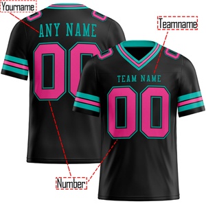 เสื้อฟุตบอลอเมริกันผู้ชายผ้าตาข่ายโพลีเอสเตอร์ 100% ระบายอากาศ แห้งเร็ว พิมพ์ลาย โลโก้แบบกำหนดเอง ชื่อทีมแบบกำหนดเอง สำหรับฤดูร้อน - Product Image 3