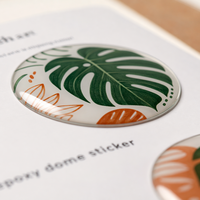 Stiker Botani Kubah Epoksi Kustom Lembar A6, Stiker Vinyl Kristal 3D untuk Planner, Jurnal Alam, Tema Tanaman, MOQ Rendah
