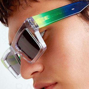 Lunettes de soleil tendance vintage rétro multicolores pour hommes, monture contrastée classique, verres carrés colorés pour hommes et femmes - Product Image 3