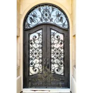 China High Quality Supplier Top Level Modern Front Entrance Door Double Wrought Iron Door Entry Exterior Door