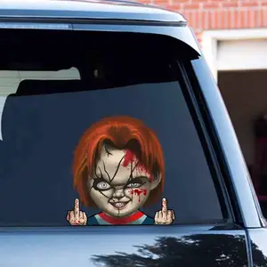 Horrorfilm Charaktere Halloween Mittelfinger Peeking Decals Horrible Car Window Bumper Wasserdichter Vinyl Aufkleber