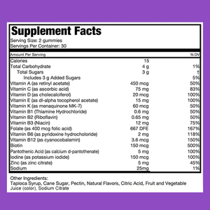 Gommes multivitaminées pour hommes avec vitamines B12, D et zinc, favorisant le métabolisme énergétique et l'immunité, saveur mûre - Product Image 4