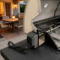 Gewerblicher Schwarzbeschichteter BBQ-Spießmotor mit Vierkant-Antriebsanschluss und Gleitklemme – AC-Rotisserie-Set vom Hersteller