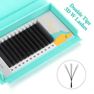 SP EYELASH Professional Premade Fans 3D Clover Eyelashes 0,07mm W Lashes double 3D 6 Tips Dark Black Soft Lashes