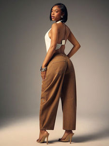 Vaqueros rectos de mezclilla Y2K <span class=keywords><strong>con</strong></span> salpicaduras de pintura marrón, de talle alto, de <span class=keywords><strong>tela</strong></span> gruesa, estilo vintage, streetwear artístico, transpirables, para verano. - Product Image 6