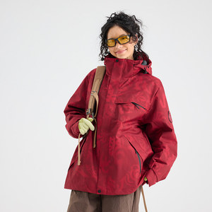 Veste 3-en-1 imperméable et coupe-vent pour femme avec doublure polaire, manteau de travail d'hiver, couleur unie contrastée - Product Image 2