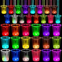 Zhongda Décorations de fête rougeoyantes Led Light up Collier clignotant Fête Tasse à vin en plastique Collier d'ampoule