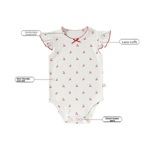 2026 Pelele de verano para niñas, mono de algodón <span class=keywords><strong>con</strong></span> mangas abullonadas y cierre de un solo botón, ideal para salidas de bebés. - Product Image 2
