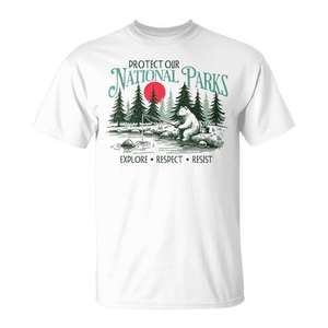 Camiseta Protege Nuestros Parques Nacionales, Unisex para Adultos, Cuello Redondo, Manga Corta, Algodón Ecológico, Actividades Promocionales - Product Image 1
