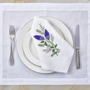 Servilletas de cóctel blancas de lino personalizadas al por mayor con bordado servilletas y accesorios de tela de primera calidad - Product Image 1