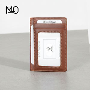 Portefeuille fin vintage en cuir PU avec blocage RFID, porte-cartes de crédit, fenêtre d'identification, pince à billets, pour hommes et femmes, voyage d'affaires - Product Image 1