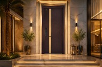 Porte d'entrée robuste en aluminium, moderne, avec incrustations dorées anthracite, isolée thermiquement, insonorisée et étanche à l'eau