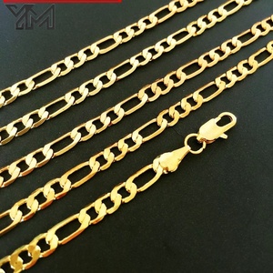 Ensemble de colliers chaîne Figaro <span class=keywords><strong>plaqué</strong></span> <span class=keywords><strong>or</strong></span> 18 carats YM, chaînes en alliage de laiton multi-tailles pour hommes et femmes, vente en gros - Product Image 5